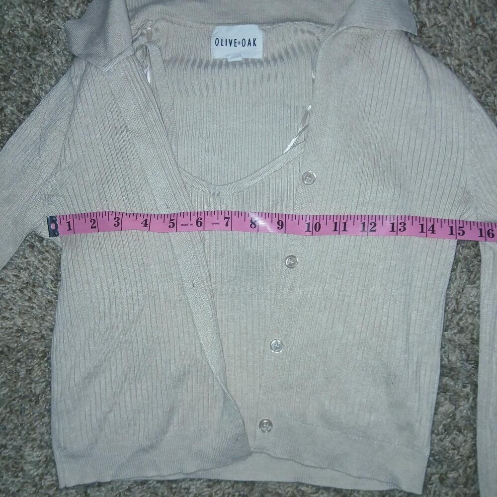 Cream ribbed long sleeve cropped sweater‎ set - Picture 7 of 7
